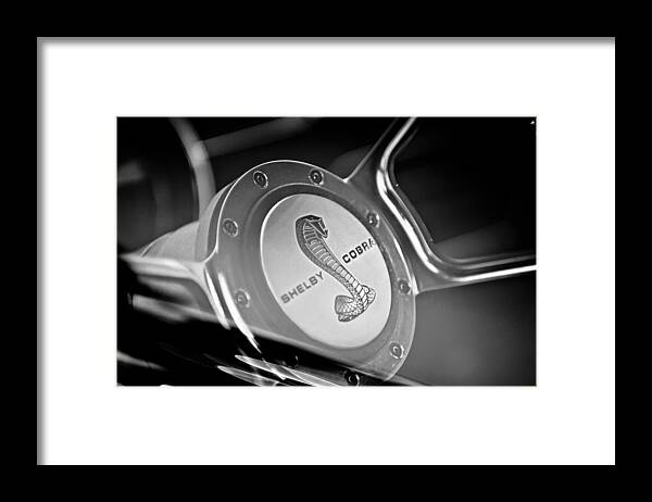 1968 Ford Shelby Cobra Mustang Fastback Steering Wheel Framed Print featuring the photograph 1968 Ford Shelby Cobra Mustang Fastback Steering Wheel by Jill Reger