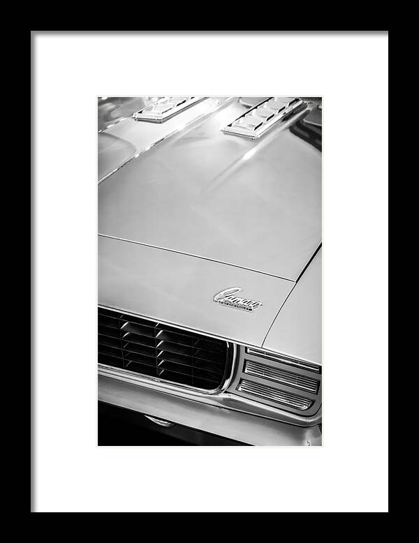 1969 Chevrolet Camaro 396 Rs Ss L89 Hood Emblem Framed Print featuring the photograph 1969 Chevrolet Camaro 396 RS SS L89 Hood Emblem by Jill Reger