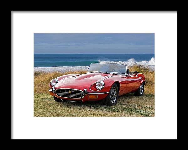 Auto Framed Print featuring the photograph 1972 Jaguar E-Type OTS by Dave Koontz