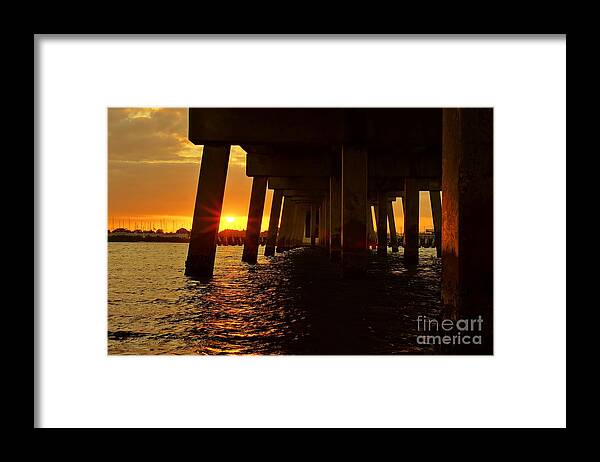 Sunset Framed Print featuring the photograph 2013 First Sunset Under North Bridge #1 by Lynda Dawson-Youngclaus