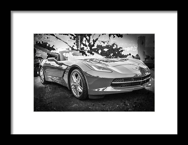 2014 Chevrolet Corvette Framed Print featuring the photograph 2014 Chevrolet Corvette C7 BW  #1 by Rich Franco
