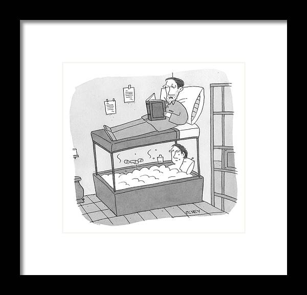 Bunk Beds Framed Print featuring the drawing A Bunk Bed With A Bath Tub Instead Of A Lower Bed #1 by Peter C. Vey