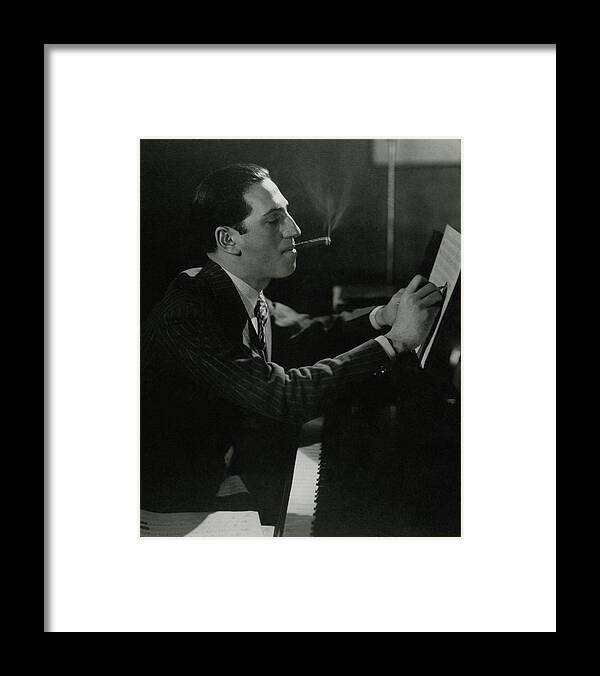 Music Framed Print featuring the photograph A Portrait Of George Gershwin At A Piano #1 by Edward Steichen