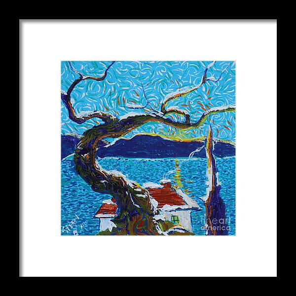 Landscape Framed Print featuring the painting A River's Snow #1 by Stefan Duncan