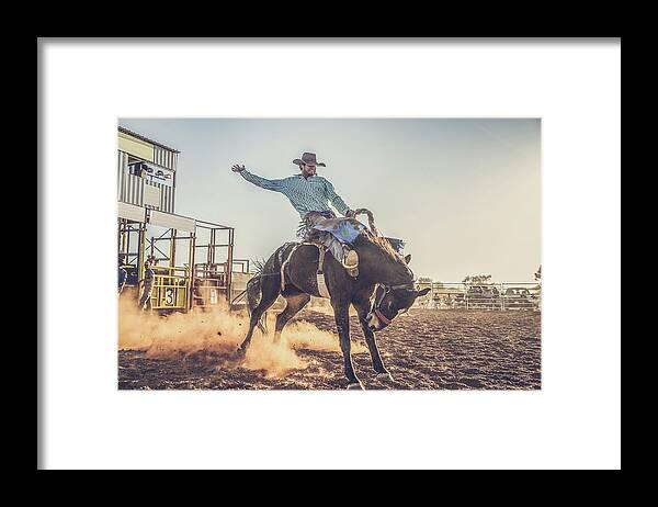 Horse Framed Print featuring the photograph A rodeo in central Queensland, Australia. #1 by David Trood