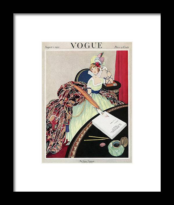 Illustration Framed Print featuring the photograph A Vogue Magazine Cover Of A Woman #1 by George Wolfe Plank