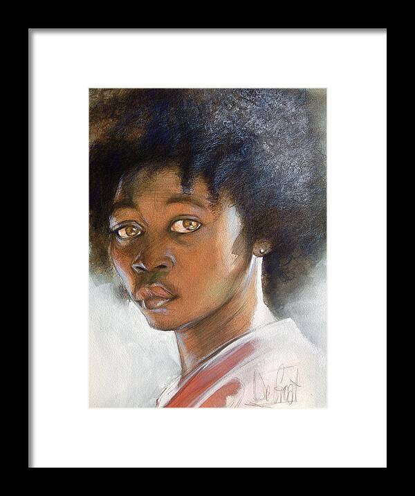 Boy Framed Print featuring the painting African American Boy #1 by Gregory DeGroat