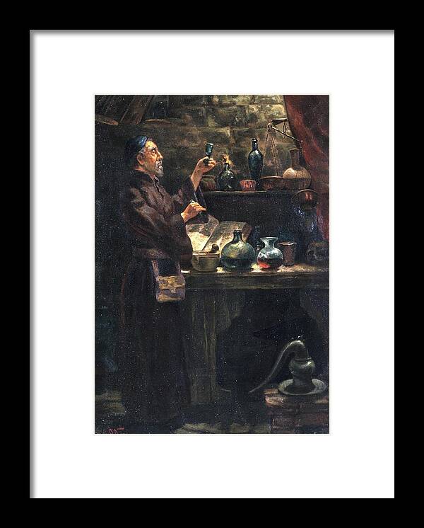 The Alchemist Framed Print featuring the photograph Alchemist At Work #1 by Will Brown/chemical Heritage Foundation/science Photo Library