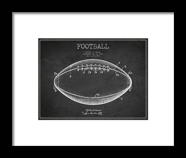 Football Framed Print featuring the digital art American Football Patent Drawing from 1939 #2 by Aged Pixel
