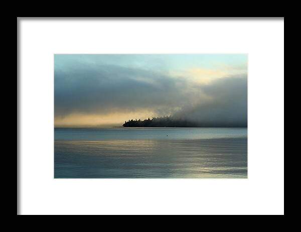 Sunrise Framed Print featuring the photograph An Island in Fog by E Faithe Lester