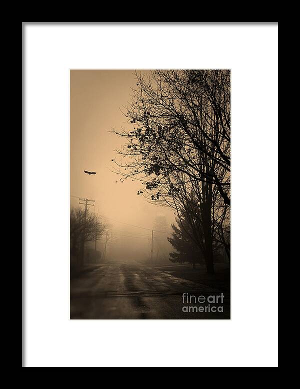 Fog.orange.glow Framed Print featuring the photograph As the Crow Flys #1 by Brenda Giasson