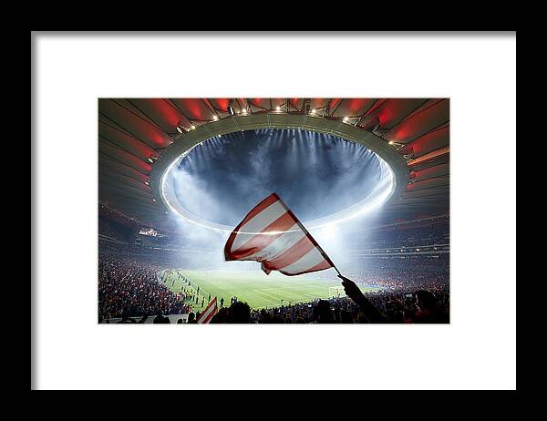 Madrid Framed Print featuring the photograph Atletico Madrid v Malaga - La Liga #1 by Quality Sport Images