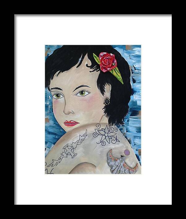 Female Framed Print featuring the mixed media Audra #1 by Karen Carnow