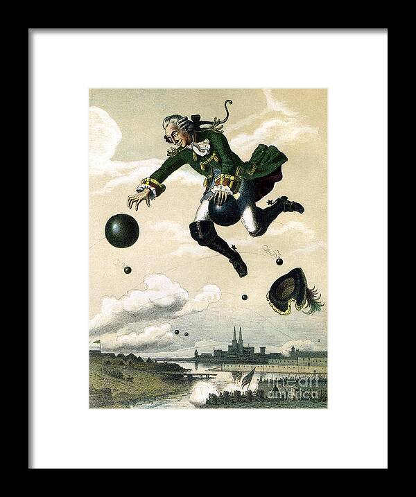 Baron Munchausen Framed Print featuring the drawing Baron Munchausen #2 by Celestial Images