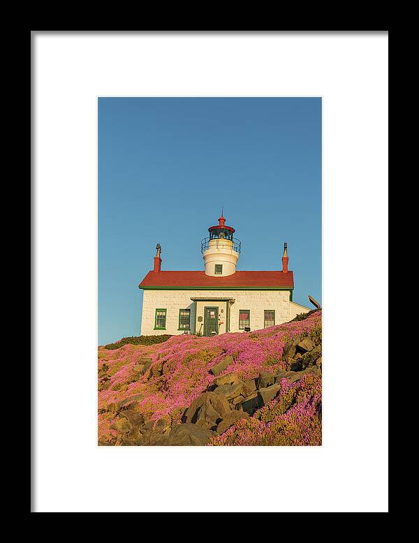 Battery Point Framed Print featuring the photograph Battery Point Lighthouse In Crescent #1 by Chuck Haney