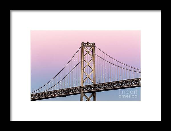 Bay Bridge Framed Print featuring the photograph Bay Bridge Lights at Sunset by Kate Brown