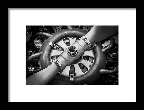 Aircraft Framed Print featuring the photograph Big Motor Vintage Aircraft BW #1 by Rich Franco