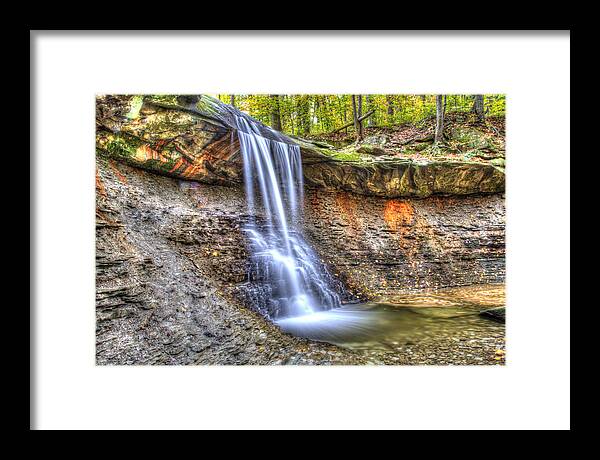 Blue Hen Falls Framed Print featuring the photograph Blue Hen Falls in the Fall #1 by Carolyn Hall
