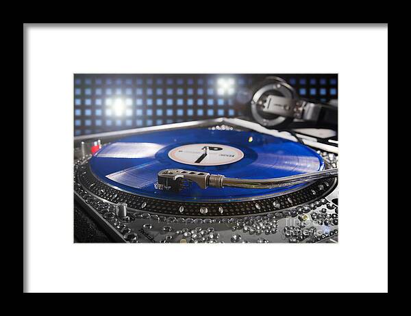 Dj Framed Print featuring the photograph Blue Vinyl #2 by Jt PhotoDesign