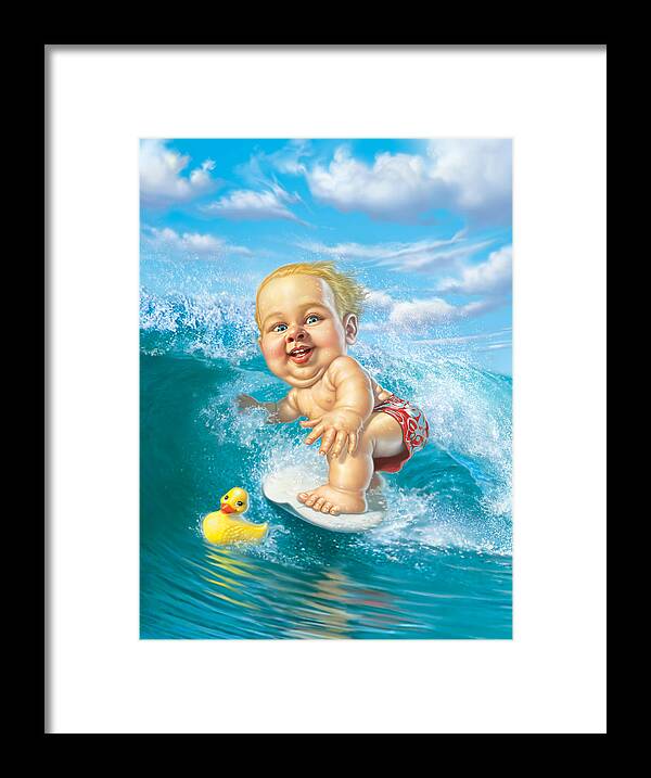 Baby Framed Print featuring the digital art Born to Surf by Mark Fredrickson