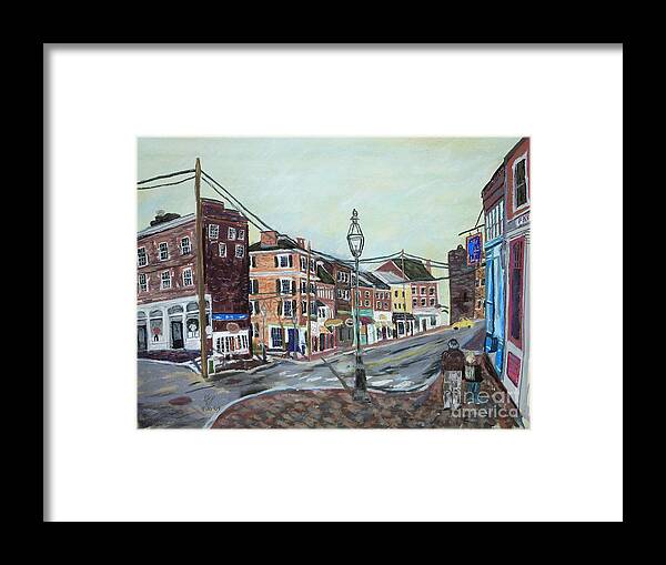 Portsmouth Framed Print featuring the pastel Bow Street As You Were by Francois Lamothe