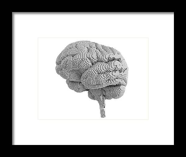 Artwork Framed Print featuring the photograph Brain Pixelated #1 by Alfred Pasieka/science Photo Library