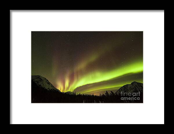 Horizontal Framed Print featuring the photograph Bright Aurora Borealis, Annie Lake #1 by Philip Hart