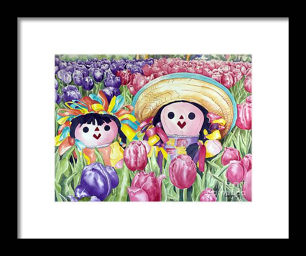 Girls Framed Print featuring the painting Brings May Flowers by Kandyce Waltensperger