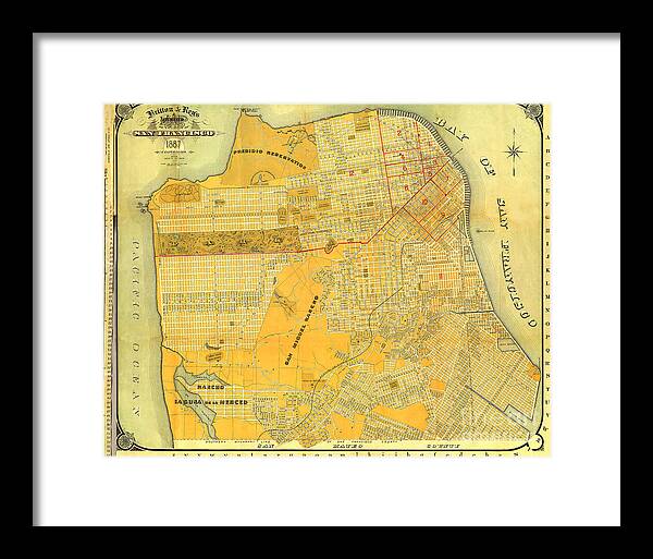 Britton And Reys Framed Print featuring the photograph Britton And Reys Guide Map Of The City Of San Francisco. 1887. by Monterey County Historical Society