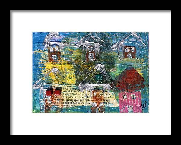 House Framed Print featuring the mixed media Brown House No 3 #2 by Dawn Boswell Burke