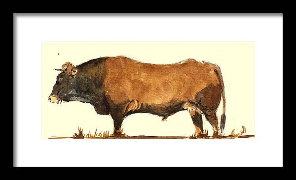 Bull Framed Print featuring the painting Bull #1 by Juan Bosco