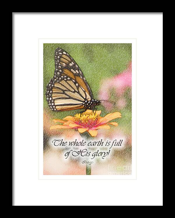 Monarch Framed Print featuring the digital art Butterfly Scripture #1 by Jill Lang