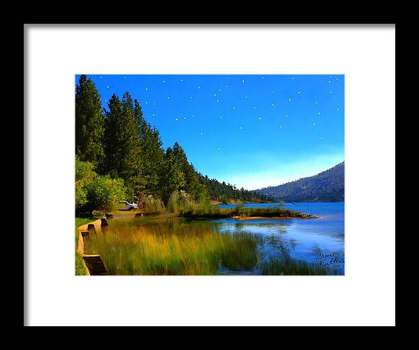 Blue Framed Print featuring the painting By the Lake #1 by Bruce Nutting