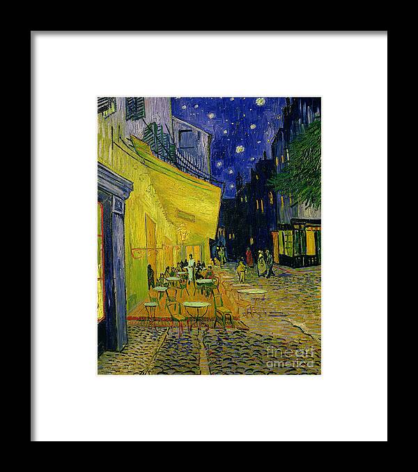 Cafe Terrace Framed Print featuring the painting Cafe Terrace Arles by Vincent van Gogh
