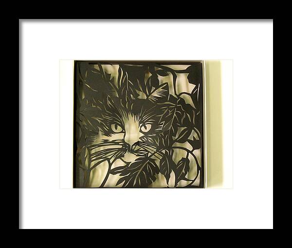 Cat Framed Print featuring the mixed media Cat In A Box #1 by Alfred Ng