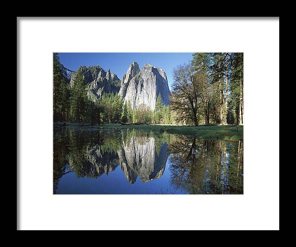 Feb0514 Framed Print featuring the photograph Cathedral Rock And The Merced River #1 by Tim Fitzharris