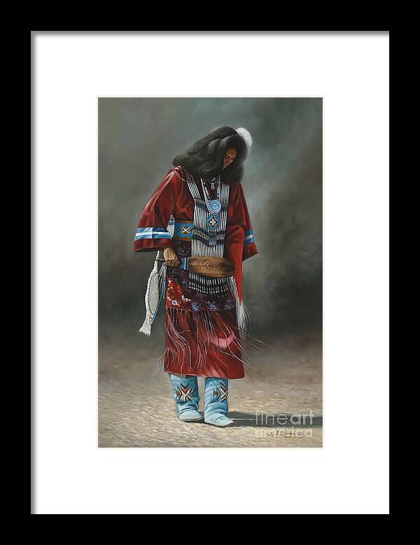 Native-american Framed Print featuring the painting Ceremonial Red #2 by Ricardo Chavez-Mendez