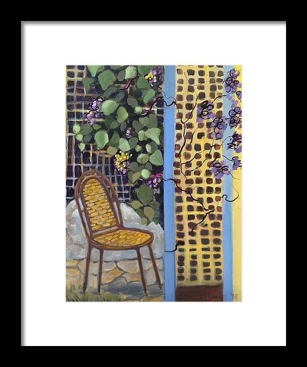 Still Life Framed Print featuring the painting Chair in the Garden #1 by Melanie Lewis
