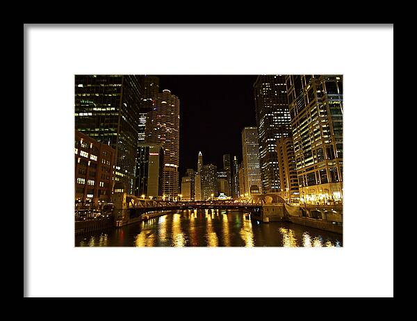 Chicago Framed Print featuring the photograph Chicago Nightscape #1 by John Babis