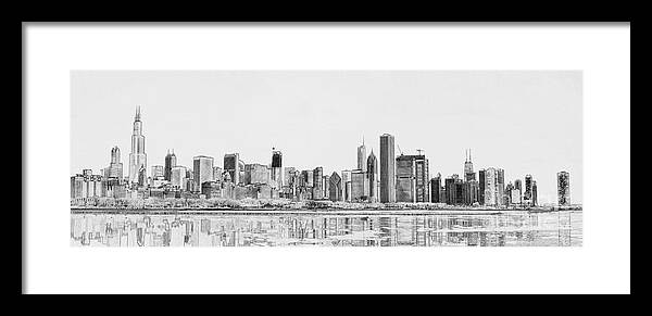 Chicago Panorama Framed Print featuring the digital art Chicago Panorama by Dejan Jovanovic