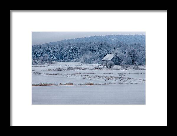 Scenic Vermont Photographs Framed Print featuring the photograph Cold blue snow by Jeff Folger