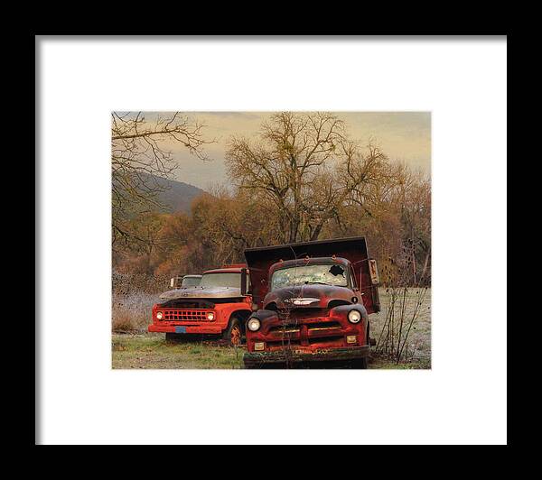 Abandoned Framed Print featuring the photograph Cold Weather Trucks by Kandy Hurley
