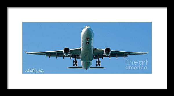 Aircraft Framed Print featuring the photograph Commercial aircraft at Sydney Airport #2 by Geoff Childs