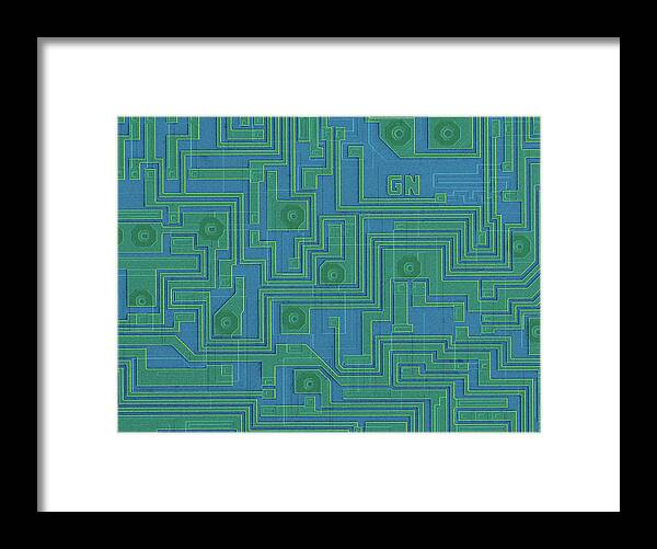 25462b Framed Print featuring the photograph Computer Chip Surface #1 by Dennis Kunkel Microscopy/science Photo Library