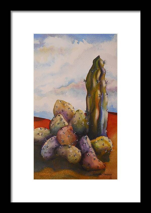 Cactus Framed Print featuring the painting Contemporary Cactus #1 by Pamela Shearer