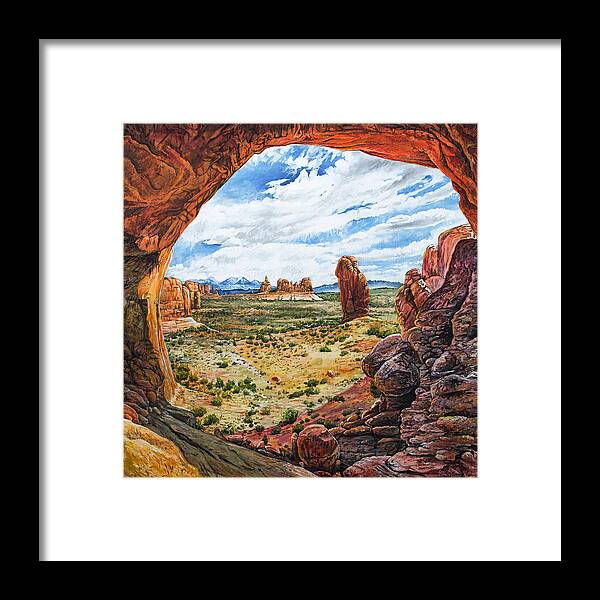 Double Framed Print featuring the painting Double Arch by Aaron Spong