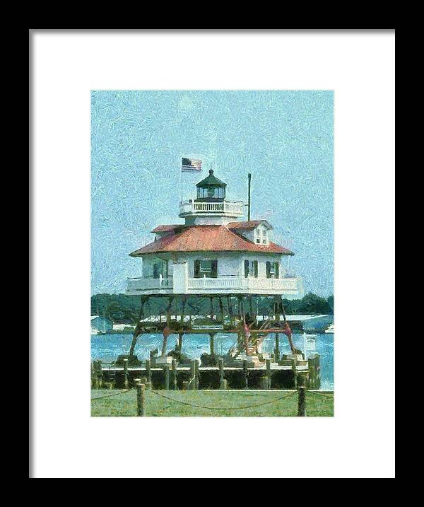 Drum Point Light Framed Print featuring the digital art Drum Point Light #1 by Unknown
