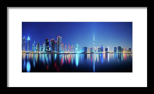 Panoramic Framed Print featuring the photograph Dubai Skyline #1 by Thomas Kurmeier