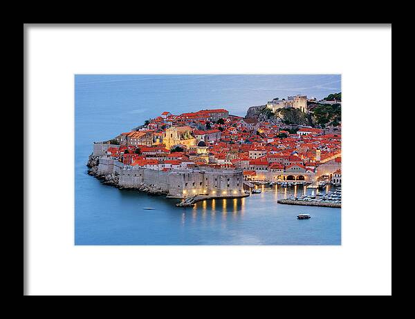 Scenics Framed Print featuring the photograph Dubrovnik City Skyline At Dawn #1 by Pixelchrome Inc