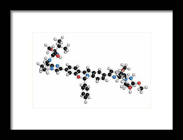 Elbasvir Framed Print featuring the photograph Elbasvir Hepatitis C Virus Drug Molecule #1 by Molekuul